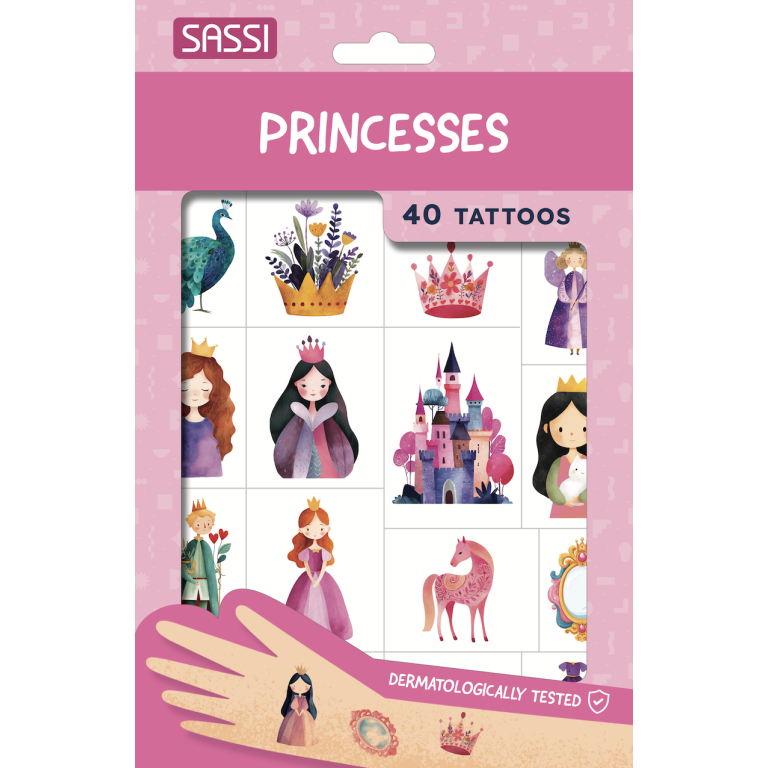 Sassi – Tattoos Princesses | Children's Temporary Tattoos with Princesses – 40 designs