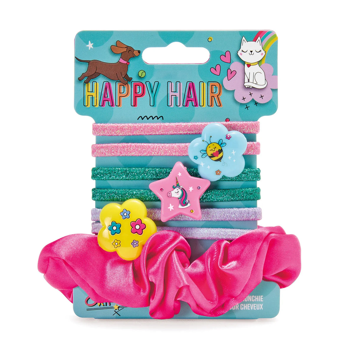 Chit Chat Happy Hair | Παιδικό Σετ Λαστιχάκια Μαλλιών & Satin Scrunchie 7τμχ – 4+ Ετών