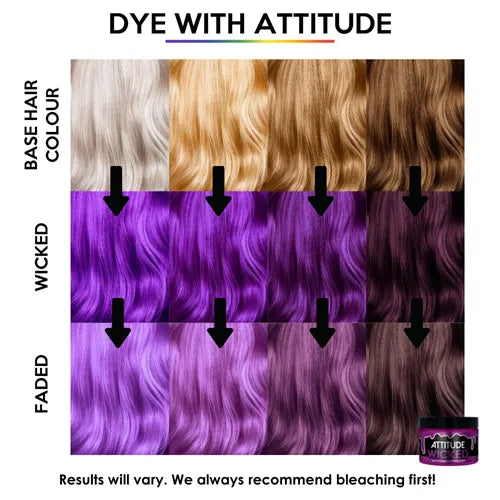 Attitude Hair Dye Wicked – Ημιμόνιμη Βαφή Μαλλιών | Semi-Permanent Hair Dye – Purple 135ml