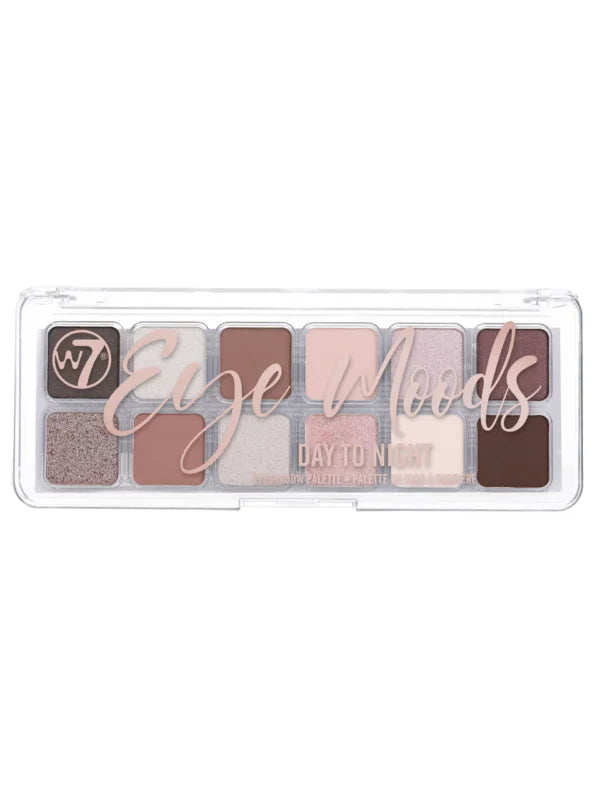 W7 Eye Moods | 12-Shade Eyeshadow Palette Matte, Shimmer & Metallic 7.2g – Day to Night