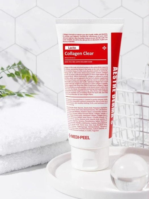 MEDIPEEL Red Lacto Collagen Clear Foam Cleanser 2.0  | Αφρός Καθαρισμού Προσώπου για Πόρους με BHA, LHA & PHA 300ml