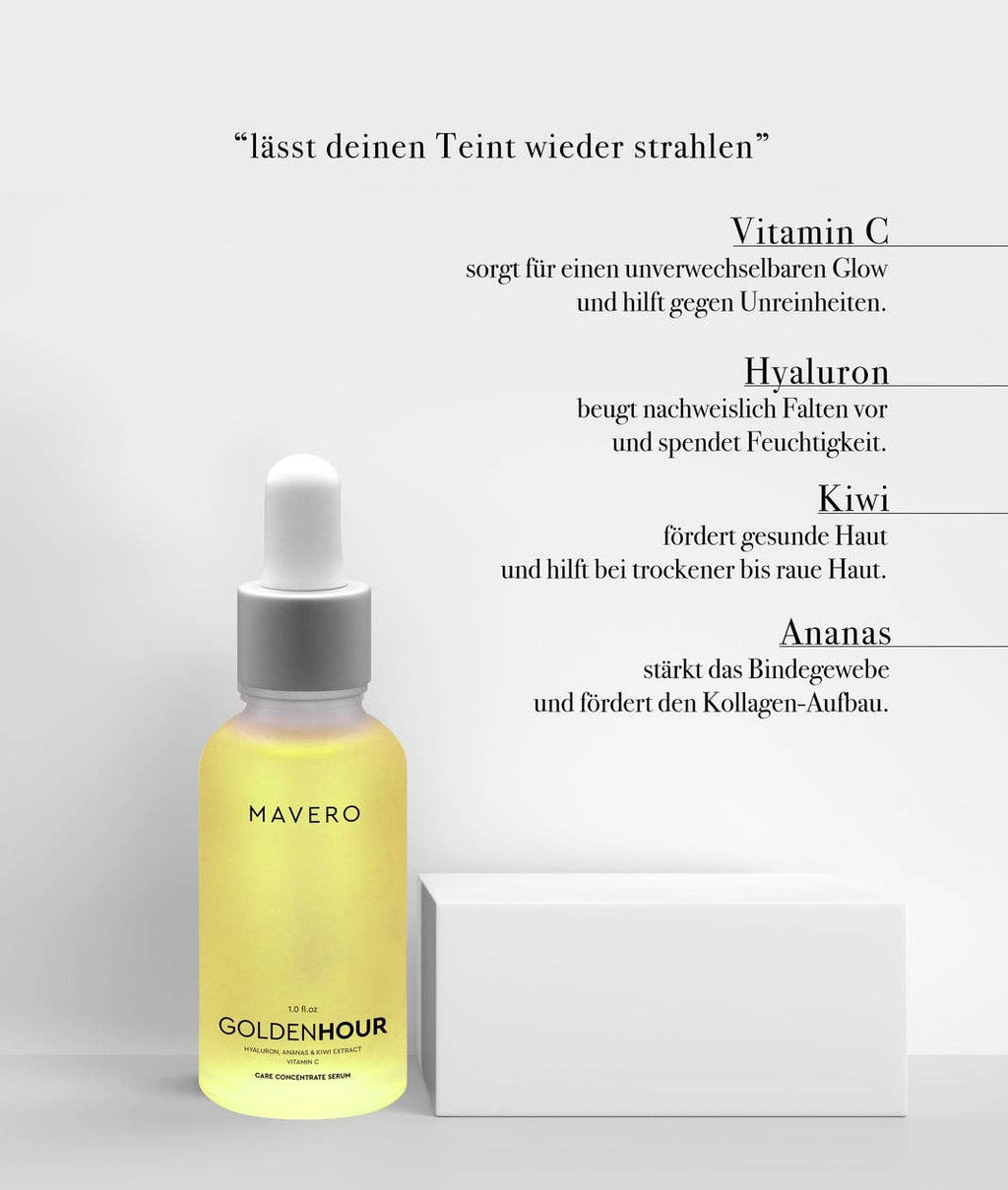 MAVERO GOLDENHOUR Vitamin C Serum | Serum Προσώπου με Βιταμίνη C, Υαλουρονικό, Ακτινίδιο & Ανανά 30ml