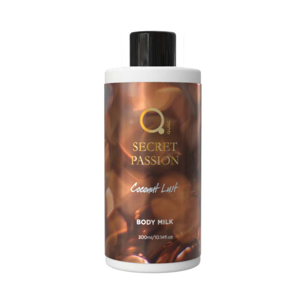 Qure Secret Passion Coconut Lust Shimmer Body Milk – Ιριδίζον Γαλάκτωμα Σώματος Καρύδα & Βανίλια 300ml