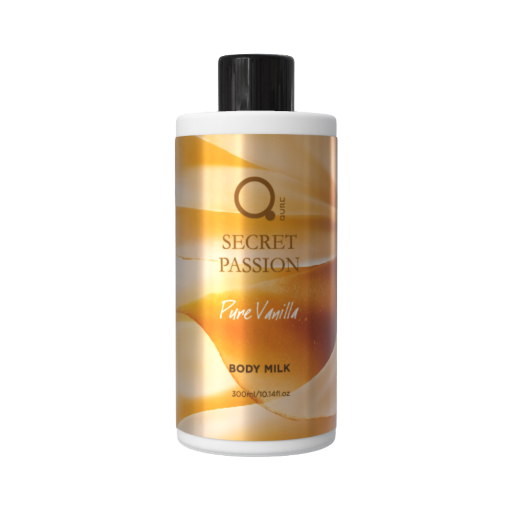 Qure Secret Passion Pure Vanilla Body Milk – Ενυδατικό Γαλάκτωμα Σώματος Βανίλια, Κρέμα & Καραμέλα 300ml