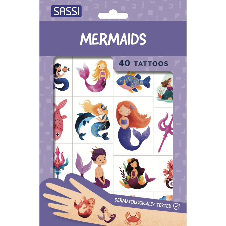 Sassi – Tattoos Mermaids | Παιδικά Προσωρινά Τατουάζ με Γοργόνες – 40 σχέδια