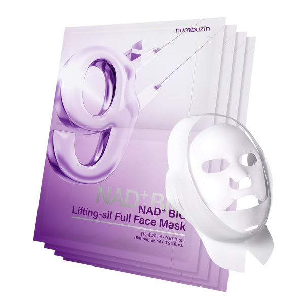 numbuzin No.9 NAD+ BIO Lifting-sil Full Face Mask – Αντιγηραντικές Μάσκες Σύσφιξης με NAD+ & 50 Πεπτίδια x 4τμχ