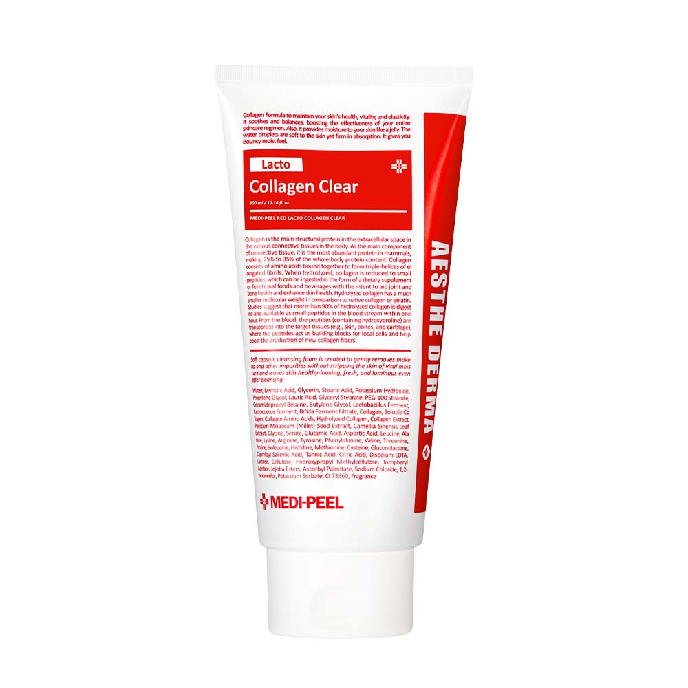 MEDIPEEL Red Lacto Collagen Clear Foam Cleanser 2.0  | Αφρός Καθαρισμού Προσώπου για Πόρους με BHA, LHA & PHA 300ml